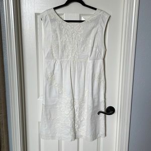 J. Crew cream colored linen embroidered babydoll minidress